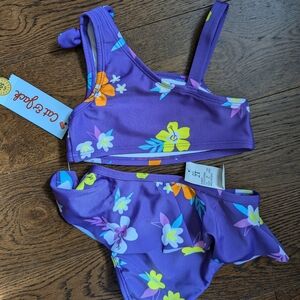 Cat & Jack Purple Floral Kids Swim Set